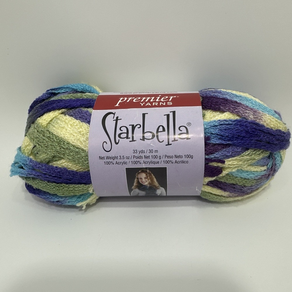 STARBELLA PREMIER YARNS RUFFLE WILD HYDRANGEAS Blue Purple 3.5 oz Lot# 1790 NEW